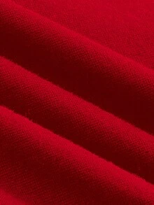 SHEIN Essnce 圣诞休闲简约雪人定位印花无袖长袖T恤女款，适合圣诞节、圣诞派对、圣诞驯鹿、圣诞聚会、家庭聚会、家庭、情侣、姐妹 - 紅色 - 查看 7