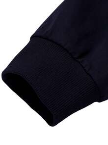Manfinity Homme Plus Size Men's Casual Printed Hooded Long Sleeve Jacket - Navy Blue - View 4