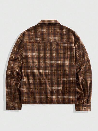 Street Life Chemise à carreaux pour hommes avec décoration de strass, manches longues