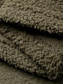 DAZY 女士加厚纯色抓绒上衣和格子宽松蓬松舒适睡裤套装，冬季家居服