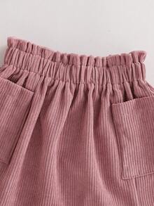 2pcs/Set Young Girls Textured Long Sleeve Ruffle Jacket And Pink Skirt Outfit - Multicolor - View 4