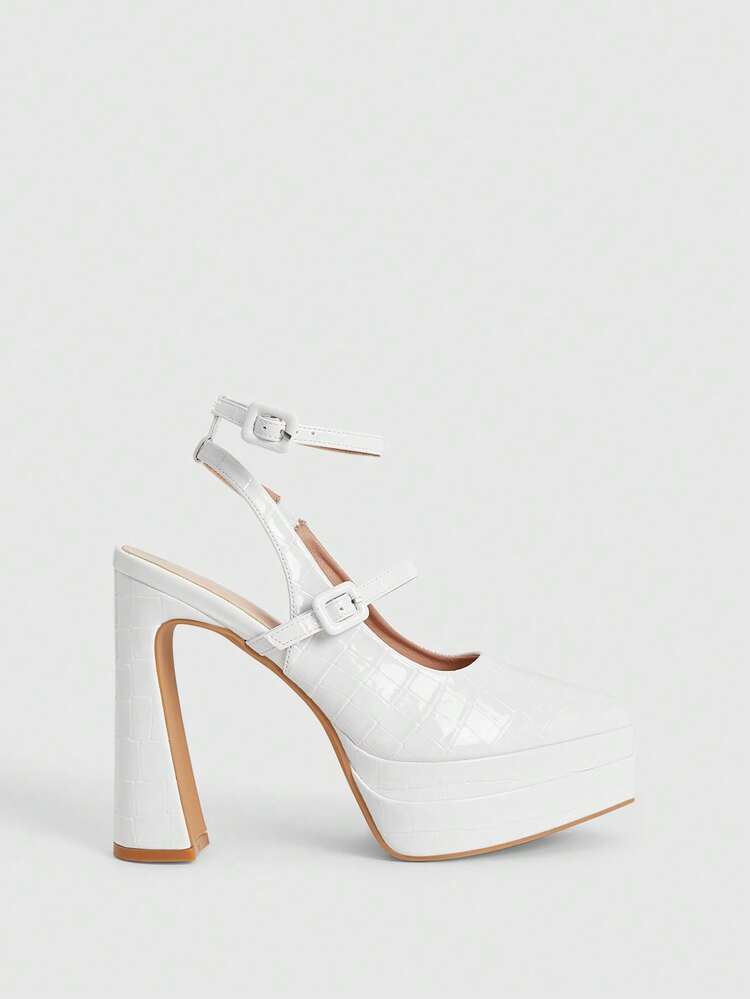 CUCCOO LuxiPop Fashionable Elegant White Platform High Heels, Suitable For Music Festivals, Halloween, Christmas, Party, Nightclub