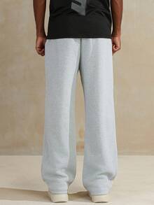 STYNVO 男士保暖内衬运动裤，纯色，灰色底，休闲百搭，3D压纹图案，简约百搭，冬季必备 - 淺灰色 - 查看 2