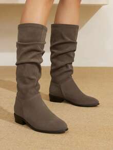 Styleloop Women's Casual Fashion Versatile Daily Simple Chunky Heel Ankle Boots, Suitable For Halloween, Christmas, Autumn Outfit, Cowgirl Outfit, Core, Western Style, Music Festival - Brown - View 4