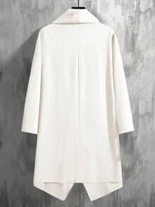 Manfinity Homme 男士时尚休闲纯色夹克连衣裙 男士白色长款卡夫坦长袍 男士白色连帽长衫 男士白色卡夫坦长袍 男士垂褶白色上衣 白色宽松男士上衣 - 米色 - 查看 2
