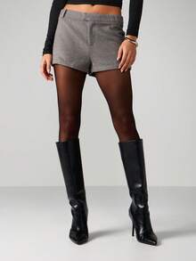 MISSGUIDED High Rise Fitted Wool Blend Mini Shorts Autumn Winter Tailored Formal Bermuda