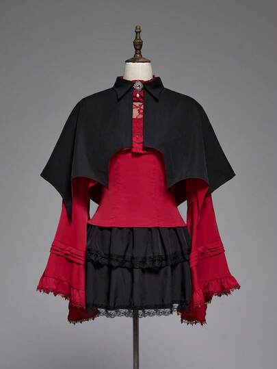 Goth Women's Gothic Black Bat Wing Asymmetrical Hem Shawl