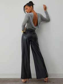 Hauture Blusa de manga larga y cuello suelto de moda casual para mujer - Gris - Ver 1