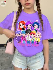 SHEIN Leap Crew تي شيرت أبيض بأكمام قصيرة وياقة طا...