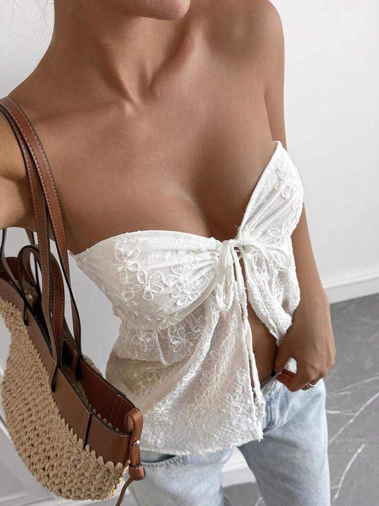 Women's Textured Fabric Sleeveless Tube Top Vacation Style Top, Summer Y2k