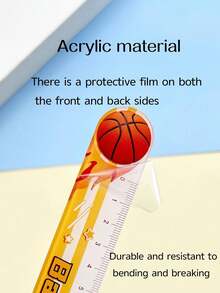 1 thước đo bóng rổ Acrylic, thước thẳng 15cm dành cho học sinh, trường học, đồ dùng văn phòng, đồ dùng học tập, trở lại trường - Nhiều màu - Xem 5