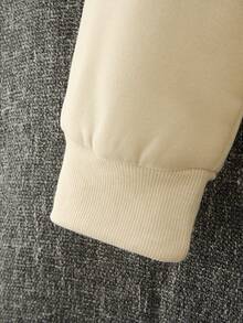 Manfinity Homme 男士休闲字母印花运动衫和运动裤两件套，秋冬 - 淡黃色 - 查看 4