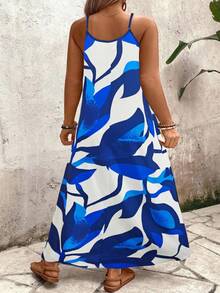 Linhara Plus Size Women's Floral Print A-Line Loose Fit Casual Maxi Dress, Suitable For Vacation And Daily Wear