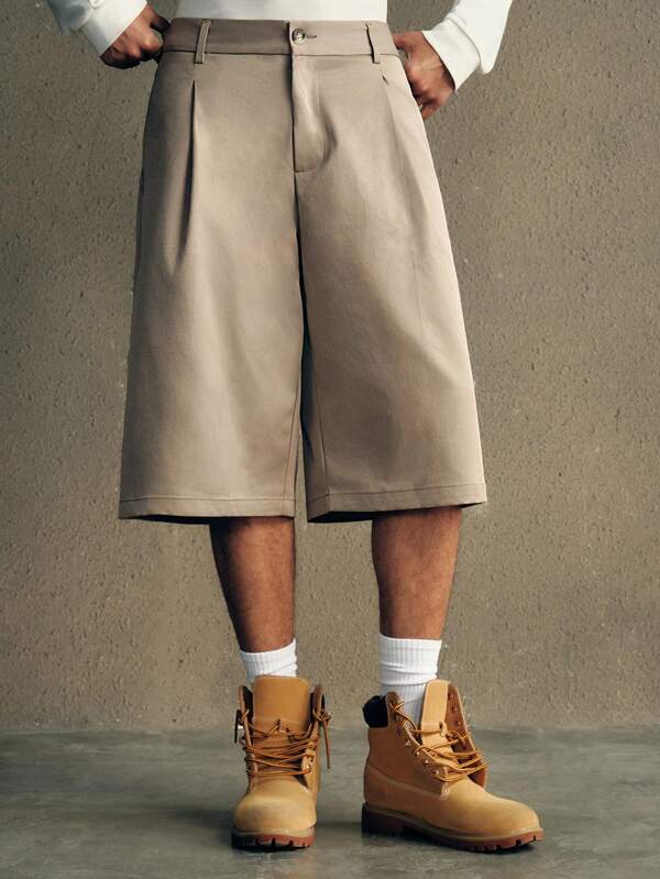 SWAVVY Pantalones casuales sueltos de hombre de unicolor tejidos 7/8