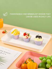 1pc Extra Large Multi-Color Tray, Rectangular Plastic TeaTray, Outdoor Picnic Plate Tray, Dessert Plate, BarbecuePlate, Suitable For Home, Living Room, Cafe, Restaurant.Wedding Party, Christmas, Halloween Decor - Multicolor - View 6
