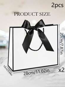 1/5pcs-Landscape-Style Kraft Paper Gift Bags, Shopping Bags, Packaging Bags With Handles, Bow-Decorated Handbags, Trick Or Treat, Halloween, White Large-Capacity Paper Bags, Halloween, Thanksgiving, Christmas, New Year, Wedding, Birthday Gift Packaging Bags - Multicolor - View 25