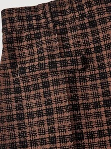 SHEIN MOD Quần ống rộng ống đứng họa tiết kẻ caro cổ điển thanh lịch cỡ lớn, phù hợp cho việc đi lại trong thành phố - màu nâu - Xem 6