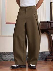 SWAVVY 男士休闲时尚梭织长款设计裤 - 棕色 - 查看 7