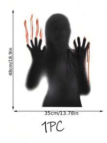 1 Buah Stiker Dekorasi Jendela Kaca Horor PVC Perekat Diri Stiker Dinding Properti Hantu Wanita Horor Tangan Berdarah Cocok untuk Dekorasi Tema Horor Bar Halloween Musim Gugur, Natal - MultiWarna - View 10