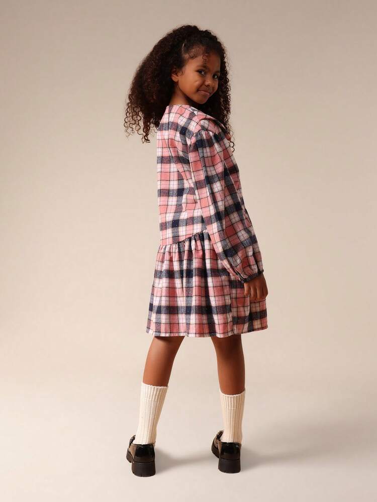 Check Dress With Collar And Buttons