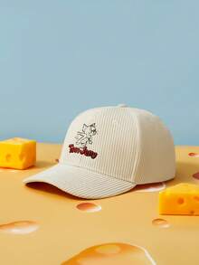 TOM & JERRY X SHEIN Women's Letter & Cartoon Embroidered Fashionable Cute Baseball Cap