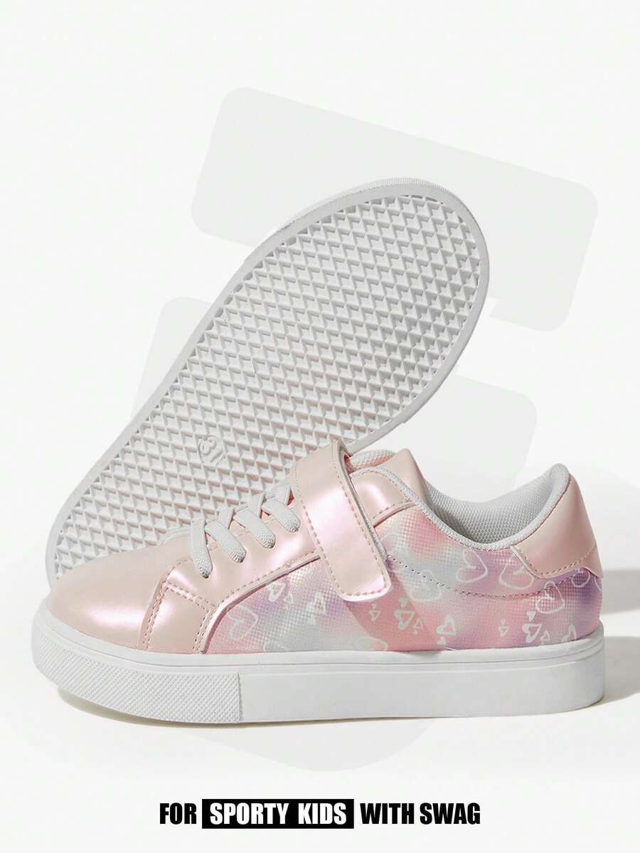 JNSQ 一双女童彩色PU时尚舒适轻便学生运动鞋/儿童运动鞋 - 粉色 - 查看 1