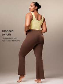 GLOWMODE FeatherFit™ U Neck U Back Cropped Sports Bra Tank Top Low Impact Yoga Daily Removable Cups