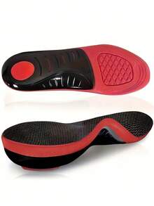 1 Pair EVA Arch Support Insoles - Shock Absorbing, Comfortable Athletic Inserts With Textured Red & Black Design, 210+ Lbs Load Capacity For Sneakers, Boots - Perfect For Running, Hiking, Work Shoes, Shoe Insoles, Athletic Support|Ergonomic Design|Eva Insole - Red - View 1