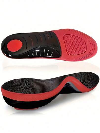 1 Par de Plantillas de Soporte de Arco de EVA - Absorción de Impactos, Insertos Deportivos Cómodos con Diseño Texturizado Rojo y Negro, Capacidad de Carga de 210+ Libras para Zapatillas, Botas - Perfecto para Correr, Senderismo, Zapatos de Trabajo, Plantillas, Soporte Atlético | Diseño Ergonómico | Plantilla de EVA
