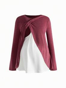 SHEIN 休闲宽松长袖哺乳上衣 - 彩色 - 查看 15