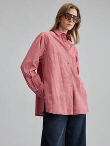 Ontre قميص نسائي أسيمتري طويل الأكمام مفكك التصميم مربع، مناسب للتنقل الحضري والأعمال والارتداء اليومي، خريف/شتاء