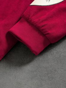 PAVTROS Men's Letter Print Long Sleeve Zip-Up Corduroy Jacket And Drawstring Waist Pants Casual Suit Men 2 Pieces Set Patched Sweat Sets Red Men Set Red 2 Pieces Set Men 2 Pieces Men, For Winter