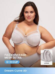 LUVLETTE 加大码无衬垫全包覆侧支撑网纱透气基础款舒适显瘦文胸