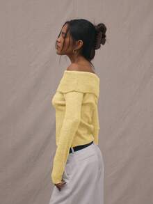 MUSERA 针织翻领套头衫 春季 Y2K 90 年代休闲可爱露肩上衣 假日 夏季 秋季 冬季 日常 新年