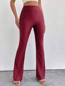 EURMUSE Flare Exstra High Waist And High Lenght Pant - Burgundy - View 4