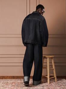 SUMWON 常规版型原色牛仔夹克，配有环扣和撞色缝线，适合日常休闲穿着 - 藍色 - 查看 2