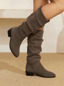 Styleloop Women's Casual Fashion Versatile Daily Simple Chunky Heel Ankle Boots, Suitable For Halloween, Christmas, Autumn Outfit, Cowgirl Outfit, Core, Western Style, Music Festival - Brown - View 5