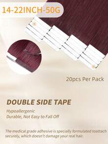 Tape In Hair Extensions 100% Human Hair #99J Wine Red Straight Style In 14-22 Inch Lengths Extensions Silky Seamless Invisible Top Quality Thick Ends Healthy Human Hair Extensions 50g/Pack For Thin Hair And Salon Use - S99J - View 3