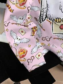 HARRY POTTER X SHEIN Women's Casual Owl Print Hoodie Sweatshirt, Autumn