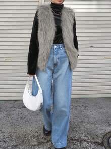 FRIFUL 女士纯色休闲保暖背心外套，秋冬季