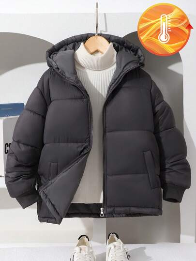 1pc Boys' Quilted Pocket Casual Padded Coat