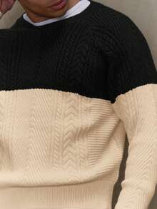 Musero Maglione oversize a contrasto di colore, a maniche lunghe, in maglia, adatto per autunno e inverno