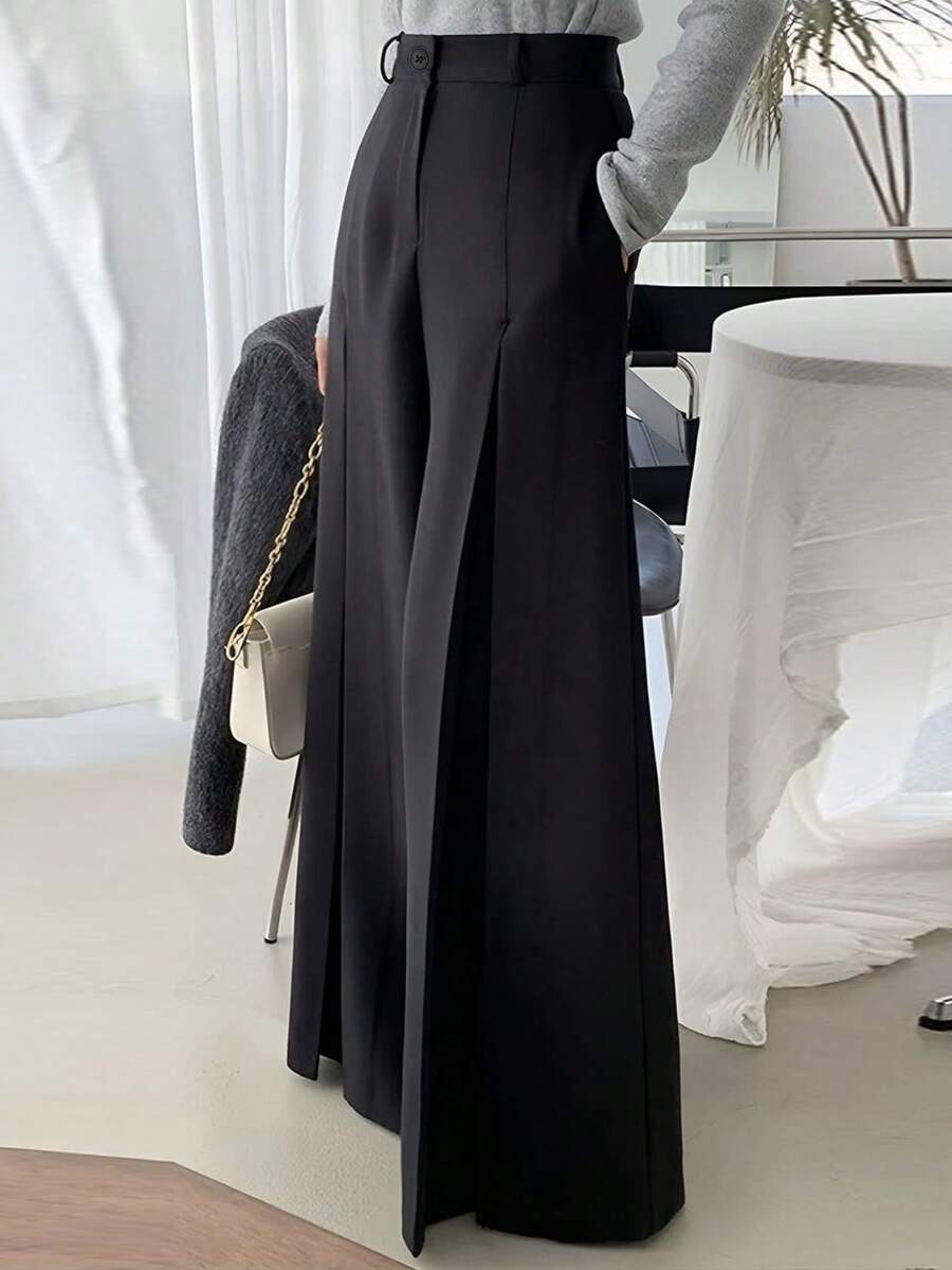 Siren Gaze Calças femininas elegantes e da moda, de cor sólida, com bolso solto