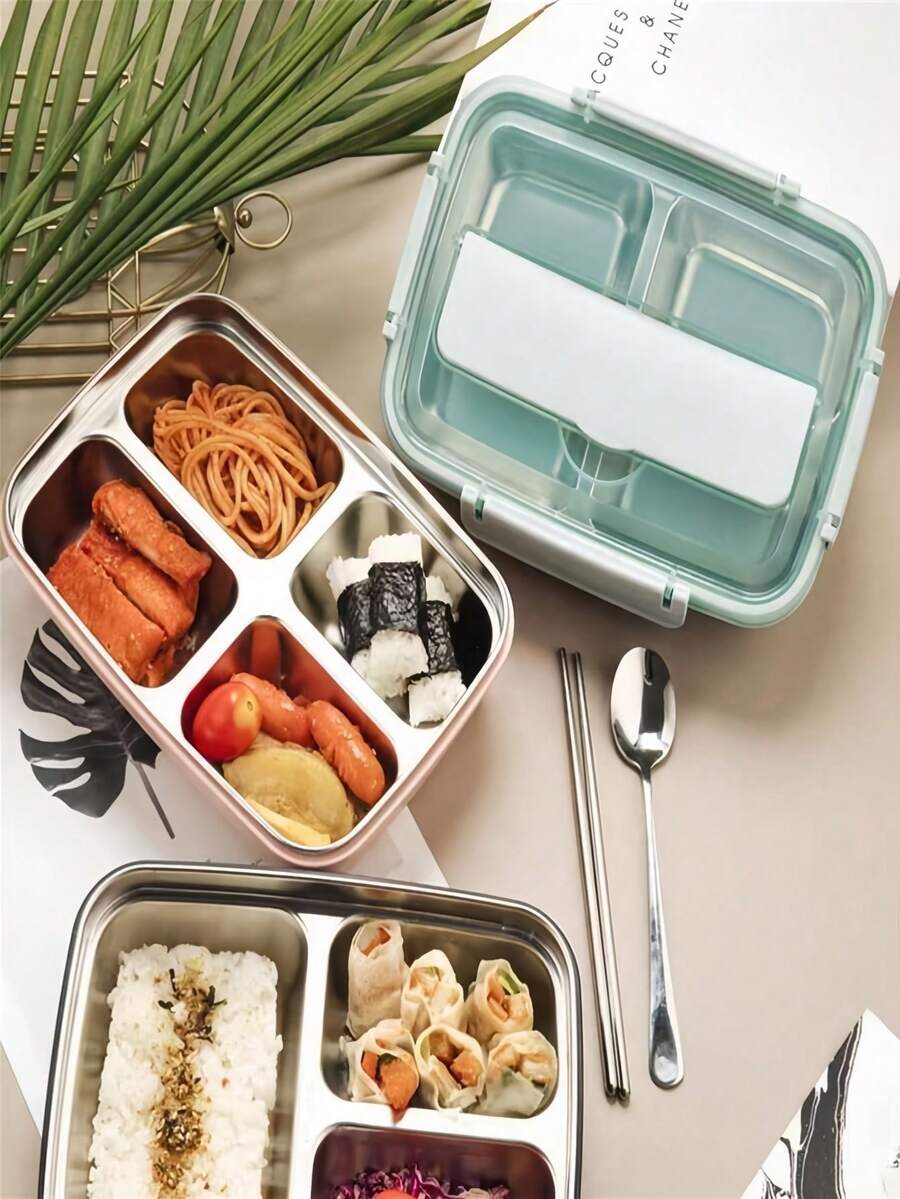 1件装学生便当盒上班族午餐盒便携式微波炉304不锈钢保温食品罐隔热 - 彩色 - 查看 1