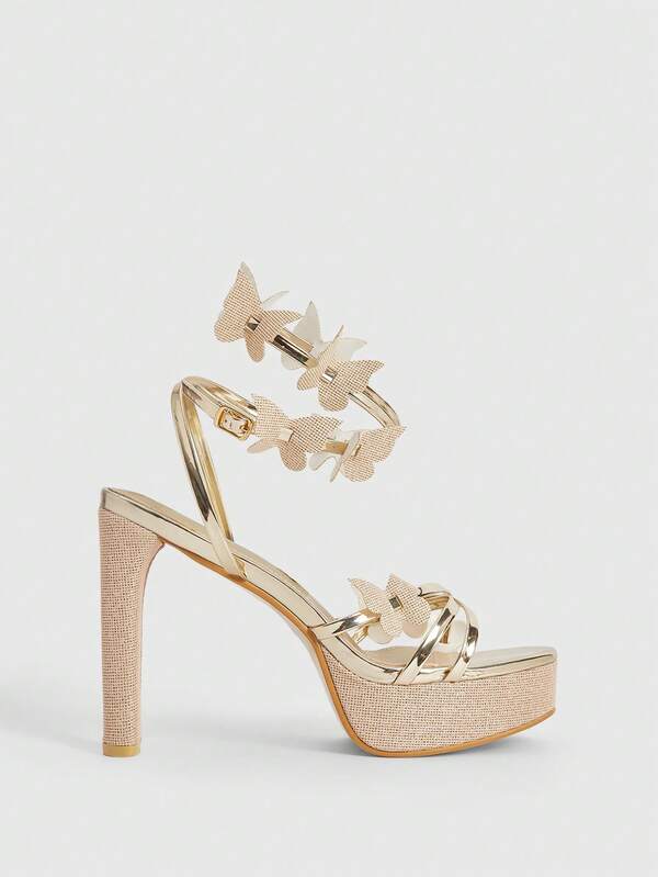 Cuccoo CUCCOO LuxiPop Sandali con tacco alto alla moda da donna con punta tonda, tacco chunky e cinturino annodata