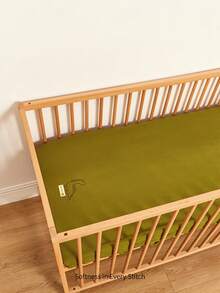 Cozy Pixies 1-Pack Of Soft And Comfortable Cartoon Embroidered Little Dinosaur Baby Crib Sheet, Autumn And Winter Fitted Style. - Dark Green - View 2