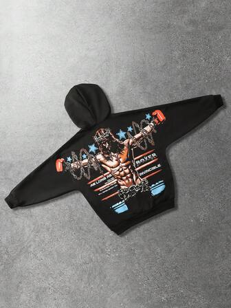 Street Life Felpa con cappuccio e chiusura lampo da uomo, con grafica vintage a slogan e croce, stile casual da strada, adatta per autunno/inverno