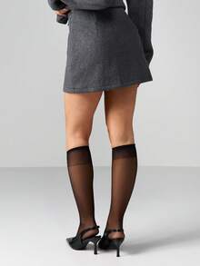 MISSGUIDED Charcoal Wool Mini Skirt For Women Professional Office Business Workwear Fall Winter Formal Bottoms - Light Grey - View 2