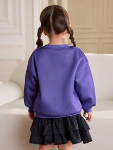 HELLO KITTY AND FRIENDS | SHEIN 少女休闲卡通图案圆领落肩卫衣，秋季