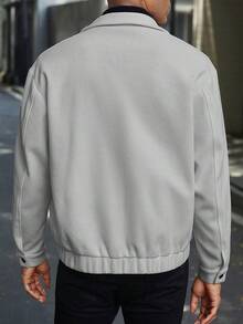 Manfinity Homme Abrigo informal de manga larga para hombres, minimalista y de moda para uso diario, otoño/invierno - Gris Claro - Ver 2